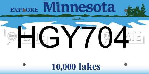 HGY704 Minnesota License Plate