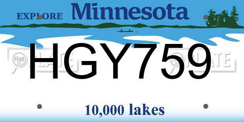 HGY759 Minnesota License Plate