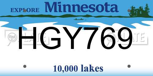 HGY769 Minnesota License Plate