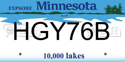 HGY76B Minnesota License Plate