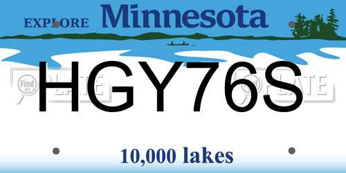 HGY76S Minnesota License Plate
