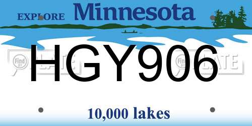 HGY906 Minnesota License Plate