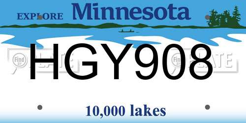 HGY908 Minnesota License Plate