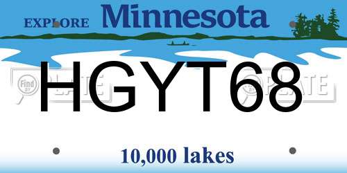 HGYT68 Minnesota License Plate
