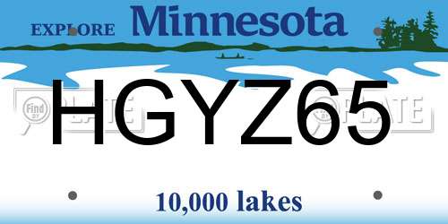 HGYZ65 Minnesota License Plate
