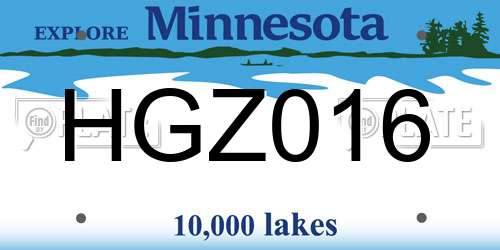 HGZ016 Minnesota License Plate