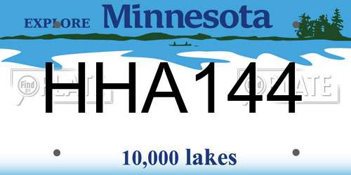 HHA144 Minnesota License Plate