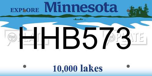 HHB573 Minnesota License Plate