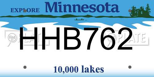 HHB762 Minnesota License Plate