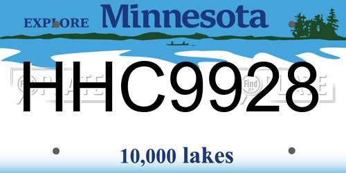 HHC9928 Minnesota License Plate