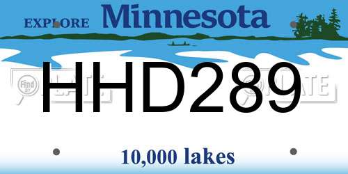 HHD289 Minnesota License Plate