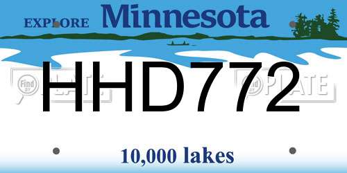 HHD772 Minnesota License Plate
