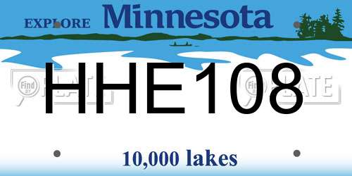 HHE108 Minnesota License Plate