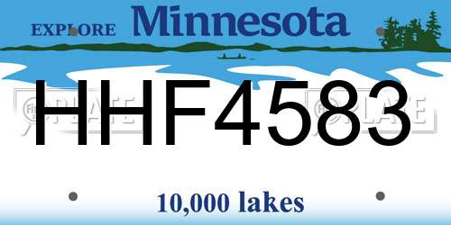HHF4583 Minnesota License Plate
