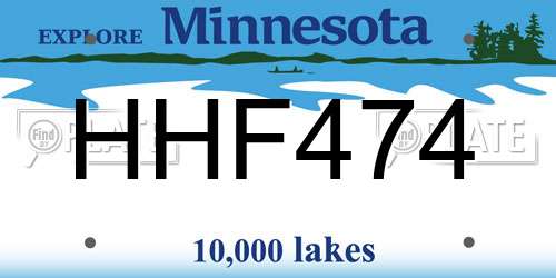 HHF474 Minnesota License Plate