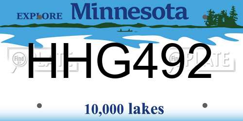 HHG492 Minnesota License Plate
