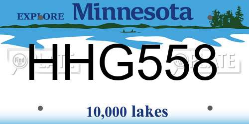 HHG558 Minnesota License Plate