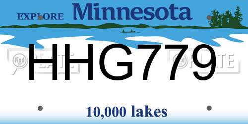 HHG779 Minnesota License Plate