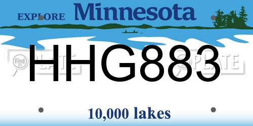 HHG883 Minnesota License Plate