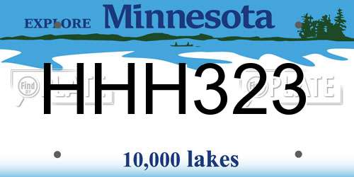 HHH323 Minnesota License Plate
