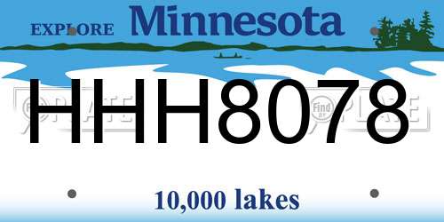 HHH8078 Minnesota License Plate