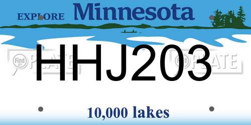 HHJ203 Minnesota License Plate