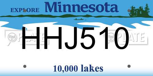HHJ510 Minnesota License Plate