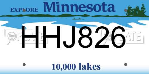 HHJ826 Minnesota License Plate