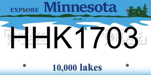 HHK1703 Minnesota License Plate