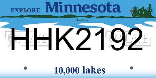 HHK2192 Minnesota License Plate
