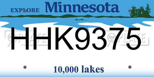HHK9375 Minnesota License Plate