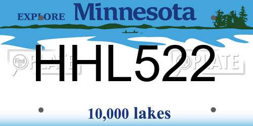 HHL522 Minnesota License Plate