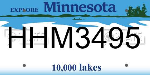 HHM3495 Minnesota License Plate