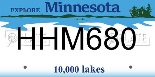 HHM680 Minnesota License Plate