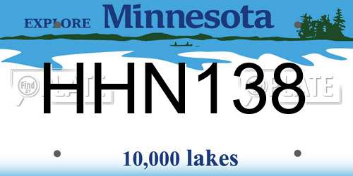 HHN138 Minnesota License Plate