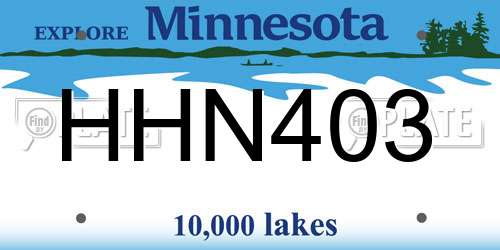 HHN403 Minnesota License Plate