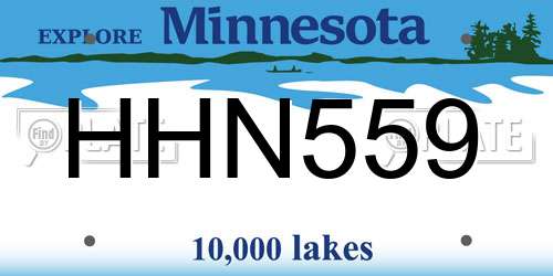 HHN559 Minnesota License Plate