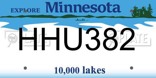 HHU382 Minnesota License Plate
