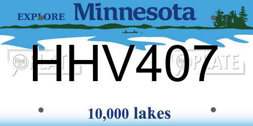 HHV407 Minnesota License Plate