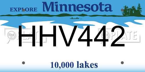 HHV442 Minnesota License Plate