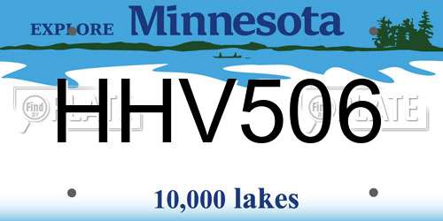 HHV506 Minnesota License Plate