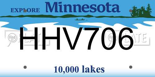 HHV706 Minnesota License Plate
