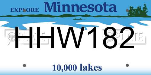 HHW182 Minnesota License Plate