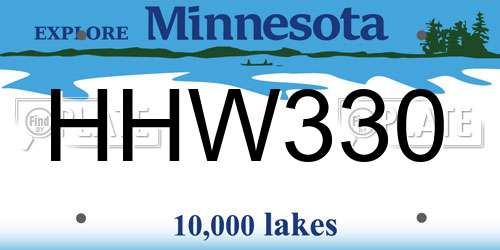 HHW330 Minnesota License Plate