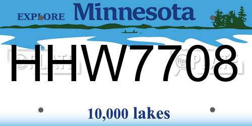 HHW7708 Minnesota License Plate