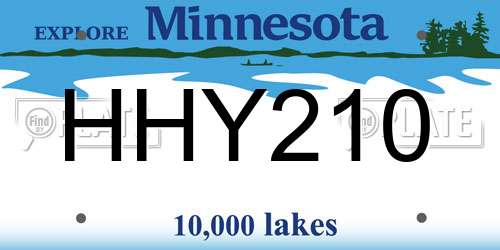HHY210 Minnesota License Plate