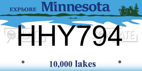 HHY794 Minnesota License Plate