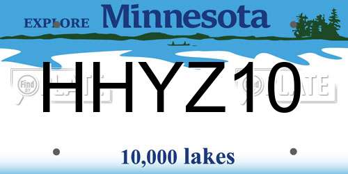 HHYZ10 Minnesota License Plate