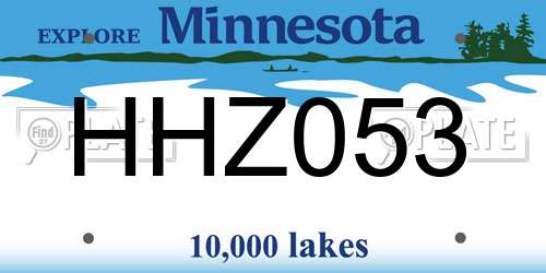 HHZ053 Minnesota License Plate