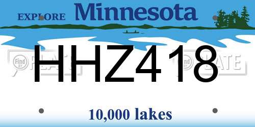 HHZ418 Minnesota License Plate